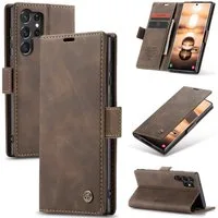 CaseMe Handyhülle Premium Hülle für Samsung Klapphülle Samsung S25 Ultra-Dunkelbraun