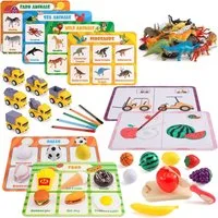 POPOLIC Lernspielzeug Montessori Sortier Spielzeug (Obst-Schnitt-Spiel mit vielfältigen Tiere-Themen, 1-St., sensorisches Lernspiel für Kinder ab 1 2 3 4 5 6 7 Jahren), mit Aufbewahrungsbeutel