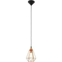 EGLO Pendelleuchte TARBES Hängeleuchte, Pendellampe, Vintage, Retro, Stahl, Kupfer, E27, ohne Leuchtmittel, Wohnzimmerlampe, Esstischlampe, Drahtgeflecht, 1 flammig, 110x17,5cm