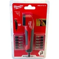 Milwaukee Bit-Schraubendreher Shockwave Impact Duty Winkelschraubvorsatz + Bit Set 10 tlg. 25 mm