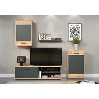 INOSIGN Wohnwand Valetta inkl. TV-Kommode, Hänge-Vitrine, Sideboard und Wandregal, (Komplett-Set, 4-St., 4), inkl. Lowboard, Hängeschrank, Wandboard und Highboard