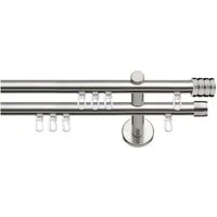 SN DECO GROUP Gardinenstange Innenlaufgarnitur Genua, Ø 16 mm, 2-läufig, Fixmaß, Verschraubt, Aluminium, Komplettset