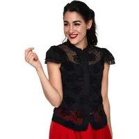 Voodoo Vixen Blusenshirt Beza Black Floral