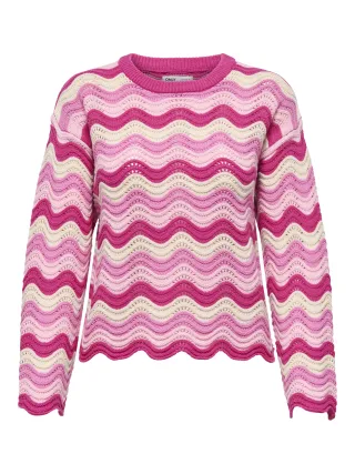 ONLY - ONLASA LS WAVE STRUCTURE O-NECK CC KNT Pink Yarrow - Gr. - XL