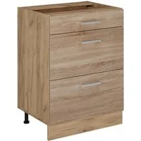 Vicco Unterschrank R-Line, Sonoma/Goldkraft Eiche, 60 cm mit Schubladen, ohne Arbeitsp... (1-St)