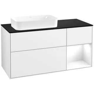 Villeroy und Boch Finion Waschtischunterschrank F692GFGF 120x60,3x50,1cm, Regal rechts Glossy white lacquer, Glossy white lacquer