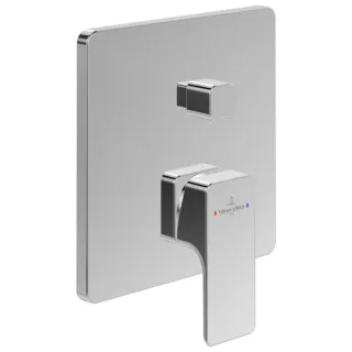 Villeroy und Boch Subway 3.0 Fertigmontageset TVS11200300061 Unterputz-Einhebel-Wannenarmatur, mit Umsteller, Wandmontage, chrom