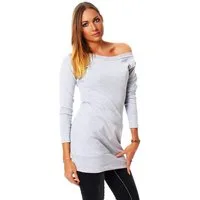 Mississhop Longshirt Damen Longshirt Kleid Off-Shoulder – Figurbetontes Stretch Kleid