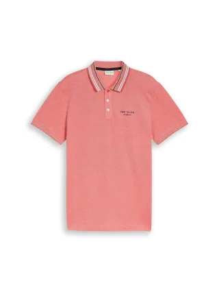 Tom Tailor - Piqué Poloshirt mit Logo-Print orange red - Gr. - XXL