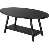 HawthyHome Couchtisch ovaler 2-stöckiger Beistelltisch mit Stauraum, 101 x 60 cm (1-St), Moderner Massivholztisch, ideal für Wohnzimmer und Schlafzimmer