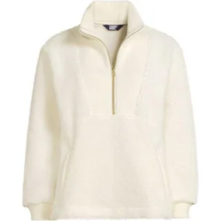 Teddy-Pullover mit Reißverschluss für Damen in Plus-Größe, Damen, size: plus, Elfenbein, Polyester, by Lands' End
