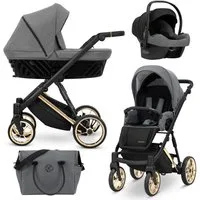 KUNERT Kombi-Kinderwagen Ivento Premium 3in1 Kinderwagen mit Goldrahmen und Zubehör, TÜV NORD und ZETOM zertifiziert, antibakterielle Bambusmatratze