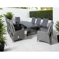 KONIFERA Garten-Essgruppe »Newcastle«, (Set, 17-tlg., 8 Sessel, Rückenlehne verstellbar, Tisch 100x230x75 cm, inkl. Auflagen), Aluminium/Polyrattan