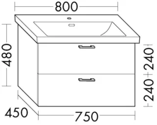 Burgbad Waschtischunterschrank Sys30 PG4 Sana 480x750x450 Anthrazit Ultramatt, WXPO075F5772 WXPO075F5772