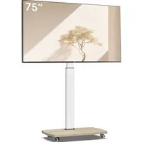 AOKCOS TV-Ständer fahrbare TV-Halterung, TV-Standfuß, 43-75 Zoll, mit Rollen, (bis 75 Zoll, höhenverstellbar, schwenkbar ±50°, neigbar -2° und +10)