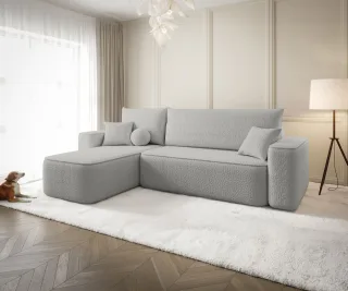 Ecksofa Schlafsofa Sofa AGEPO Stoff Quelle Hellgrau Ottomane Links