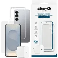 CARE by PanzerGlass StartKit - alles drin - Screen Protector, Case & Charger USB-Ladegerät (Set, 3-tlg., 20W Ladegerät, Displayschutzglas, TPU-Schutzhülle, 3-in-1 Bundle für Samsung Galaxy S25)