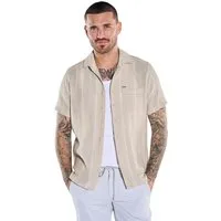 emilio adani Kurzarmhemd Herren Kurzarmhemd mit gewebter Streifenoptik, Beige