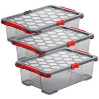 ROTHO Aufbewahrungsbox 3er-Set Evo Total Protection 11l stapelbare Box mit Deckel (Aufbewahrungsset, 3er-Set)