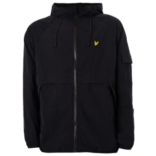 Tiefschwarze Winbreaker-Jacke mit Kapuze und Lyle & Scott-Logo