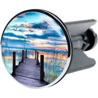 Sanilo Waschbeckenstöpsel Sunset, Ø 4.0 cm, hochwertig, universell, mit Motiv, 100% wasserdicht