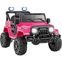 COSTWAY Elektro-Kinderauto, Belastbarkeit 30 kg, Elektrofahrzeug mit LED-Leuchten, Musik, Hupe