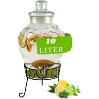Monster24 Getränkespender 10 Liter Wasserspender Saftspender mit Zapfhahn und Metallständer