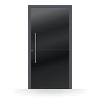 Haustür Aluminium mit hochglänzender Glas-Oberfläche, Anthrazit RAL 7016, 70x170 cm, Schüco-Profil, Modell Ludwigsburg, individuell konfigurieren