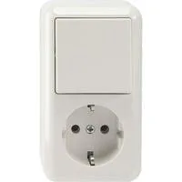 Schutzkontaktsteckdose 16 Ampere, Wechsel-Schalter 10 Ampere, Aufputz, Typ MEG3495-8719 weiß (glänzend), Retail