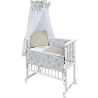 Baby-Delux Beistellbett Babybett Shiny Teddy, Stillbett 90x40 weiß höhenverstellbar, Matratze inkl. komplett Set