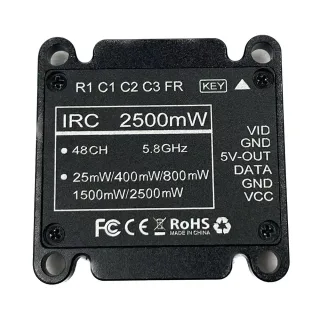 JINJIEAN 5.8GHz 72CH VTX PIT/25mW/400mW/800mW/1500mW/2500mW IRC FPV Transmitter MMCX 30.5×30.5mm M3 for RC Drone Long Ra
