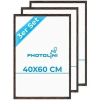 PHOTOLINI Bilderrahmen 3er Set modern mit bruchsicherem Acrylglas, Holz MDF, Fotos & Poster, für 3 Bilder (3er Set), Posterrahmen 40x60 cm zum Aufhängen