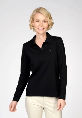 CLARINA - NOS Polo-Shirt, 1/1 Arm, uni 900 schwarz - Gr. - 44
