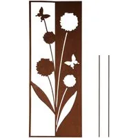 UNUS GARDEN Gartenstecker Roststecker Schild Blumen Gartenschild (1-St., 82,5x32cm) Roststecker Gartenstecker Beetstecker Rostdeko Garten Blumenstecker