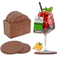 wortek Getränkeuntersetzer Filz-Untersetzer Rund für Gläser 10er Set + Box, Zubehör für Tisch & Gläser, Set, 10-tlg., waschbare Getränke Glasuntersetzer Gläser, Tischuntersetzer Filz 10 cm