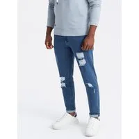 OMBRE Destroyed-Jeans Herren- Jeanshose TAPER FIT mit geriebenen Nähten