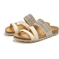 LASCANA Mule, Sandale, offener Schuh, Sommerschuh, Pantolette mit Komfortkorkfußbett aus Leder und elastischen Riemen