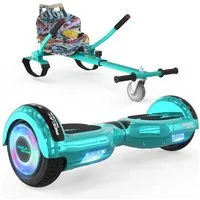 Mega Motion Balance Scooter 6.5 Zoll Hoverboards mit Sitz Hoverkart und Bluetooth und LED-Licht, 15 km/h, mit einem Go-Kart, Geschenk für Kinder und Jugendliche