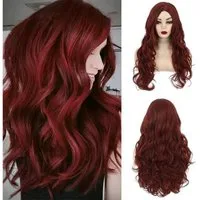 LuxusKollektion Kostüm-Perücke Perücke lang lockig Burgund Mittelteil synthetisch Cosplay Dunkel Rot