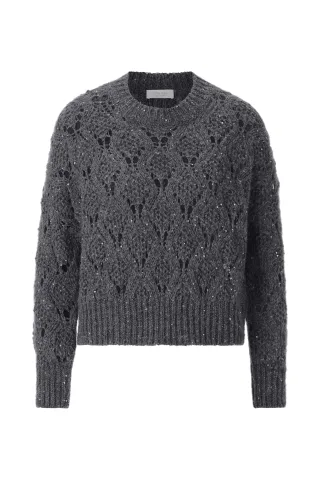 Rich & Royal - Ajour Sequince Pullover shadow grey - Gr. - M