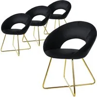 ML-DESIGN Stuhl Samtstuhl Esszimmerstuhl & Wohnzimmerstuhl mit goldenen Metallbeinen (4 St), Design Lounge Polsterstuhl 2er Set Clubsessel Esstisch Samt Schwarz