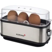 KORONA Eierkocher 25304 für 1 - 3 Eier Edelstahl / silber inkl. Eierhalter, Anzahl Eier: 3 St., 210 W, Edelstahlgehäuse, platzsparend, Messbecher mit Eierstecher