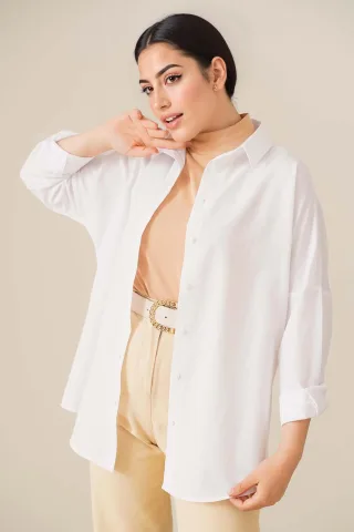 Lockere Passform Popeline-Shirt mit Knopfleiste
