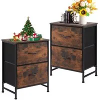 IDEASY Schubkastenkommode Schminktisch, Nachttisch, Kommode (2er-Set) mit 2 Stoffschubladen (Schnellmontagemöbel, Metallrahmen, Stoffschrank, Geeignet für Schlafzimmer Büro Garderobe Eingang Flur Kinderzimmer), Kleiderorganizer mit Griffen Lagerschra
