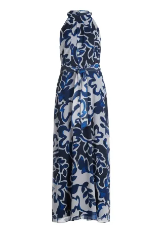Betty & Co - Chiffonkleid Weiß/Dunkelblau - Gr. - 46