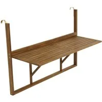 DEGAMO Balkonhängetisch große Ausführung (1-St), Maße 120x40cm, Akazienholz geölt, klappbar