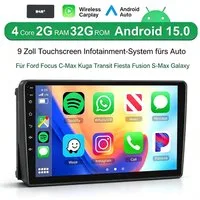 ESSGOO Android 15 Carplay Für Ford Focus Mk2 Transit C/S-MAX Galaxy Kuga 2DIN Autoradio (RDS, BT, 4+64GB(optional), Digitalradio (DAB), FM, GPS, Apple Carplay Android Auto GPS Navi WIFI BT 4.1 EQ RDS SWC)