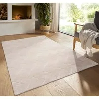 TaraCarpet Teppich TaraCarpet Homestyle 392 Shell, rechteckig, Höhe: 10 mm, Felloptik hoch-tief weich waschbar Düne beige 50x80