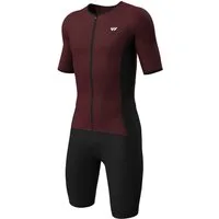 Wulibike Trainingsanzug Herren-Triathlonanzug Kurzarm Einteiler mit Sitzpolster, atmungsaktiv (Einteilig, 1-tlg), aerodynamischer Trainingsanzug für Radsport Laufen Schwimmen