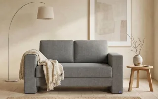 BRUNO Schlafsofa 120cm in Dunkelgrau | Kubus | stabiles Massivholz & Boxspringkomfort